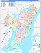 Jersey City Metro Area Wall Map Color Cast Style